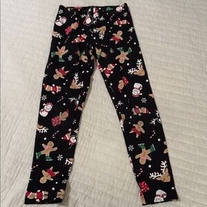 Holiday Time Black Leggings with Festive Print Size Small 6/6x